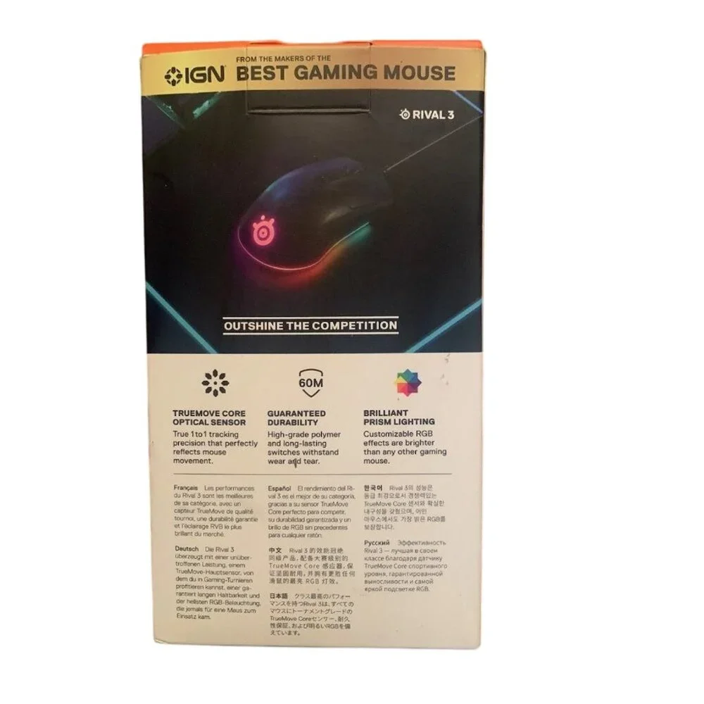 NEW STEELSERIES RIVAL 3 GAMING MOUSE - 8500 CPI TRUE MOVE CORE‎ BLACK